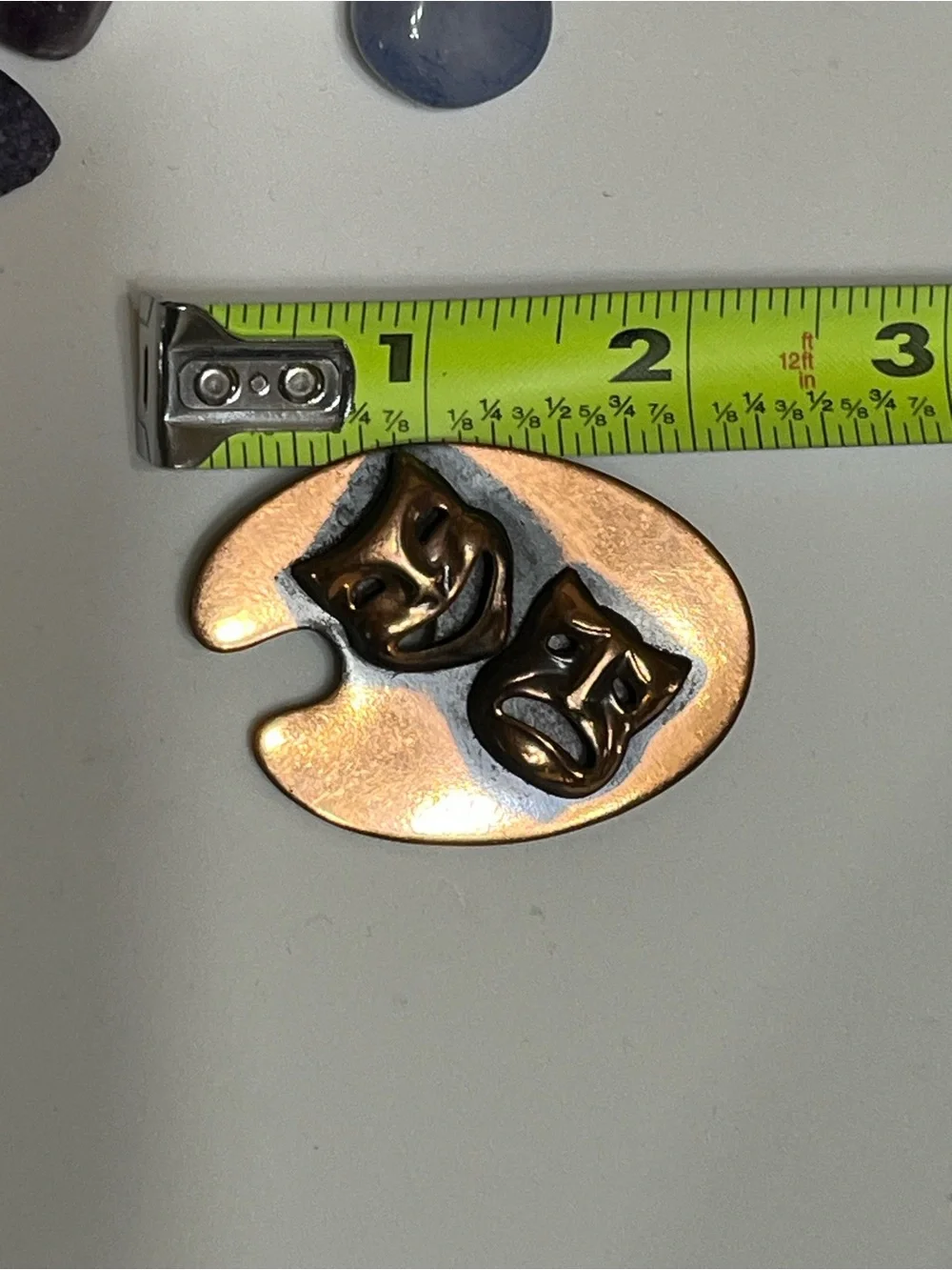 Vintage Copper Comedy Tragedy Brooch